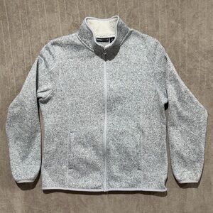 Swiss Tech Women’s Gray Zip-Up Jacket Ivory Fleece Lined Sweater Large (12-14)